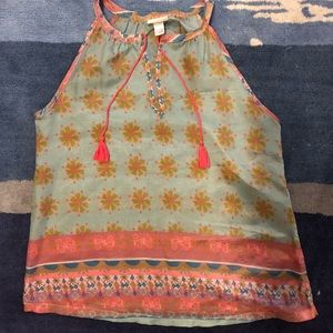 Natural Life Boho Chic Sleeveless Tassel Tunic Top